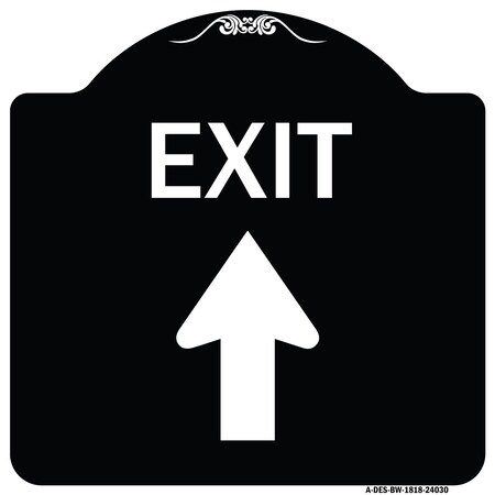 Signmission Exit Exit with Up Arrow Heavy-Gauge Aluminum Architectural Sign, 18" H, 18" L, BW-1818-24030 A-DES-BW-1818-24030
